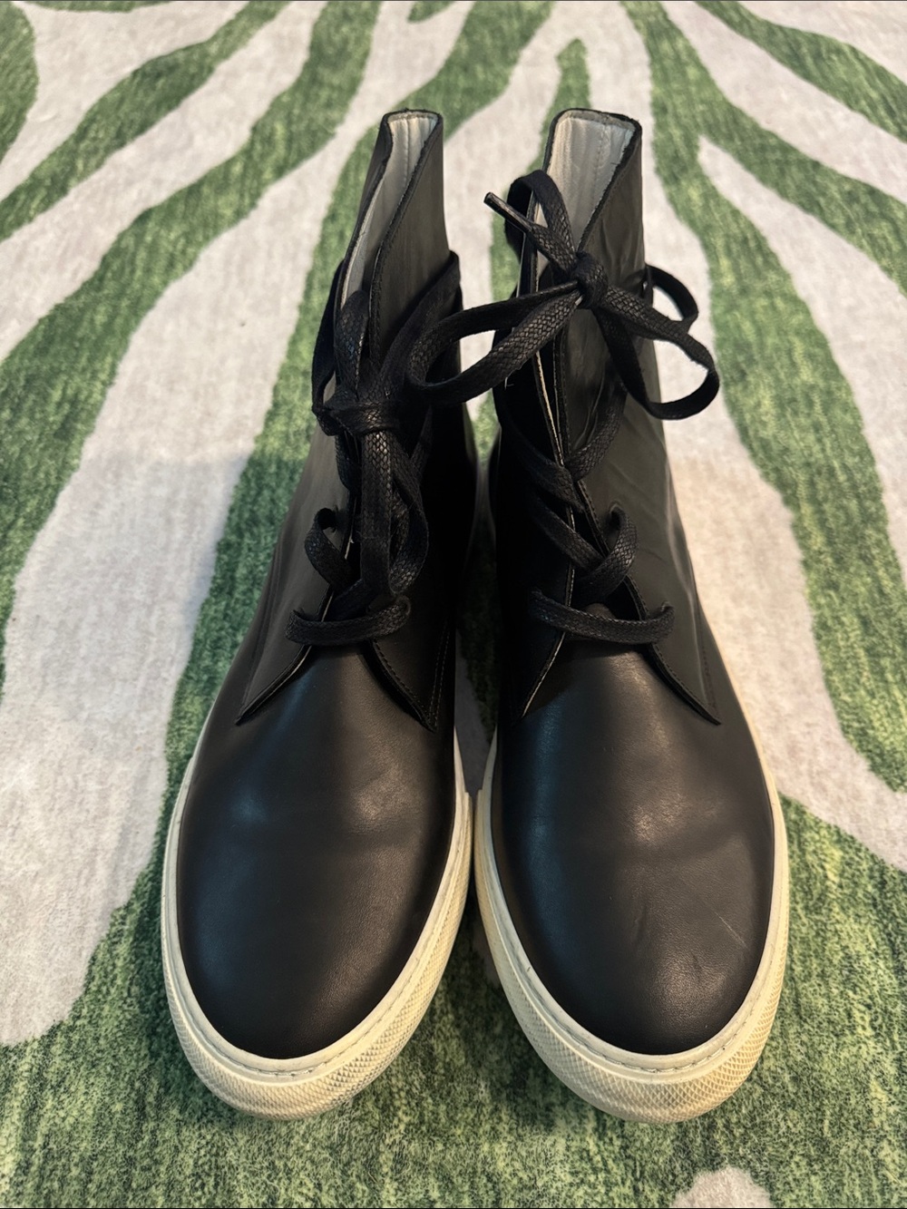 Pierre Hardy Black Leather High-Top Lace-Up Sneakers